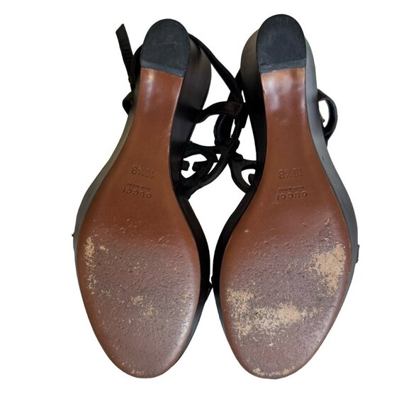 Gucci Wedge Sandals | Interlocking G Logo | Preloved Designer Shoes Sz 10.5 - Picture 8 of 16